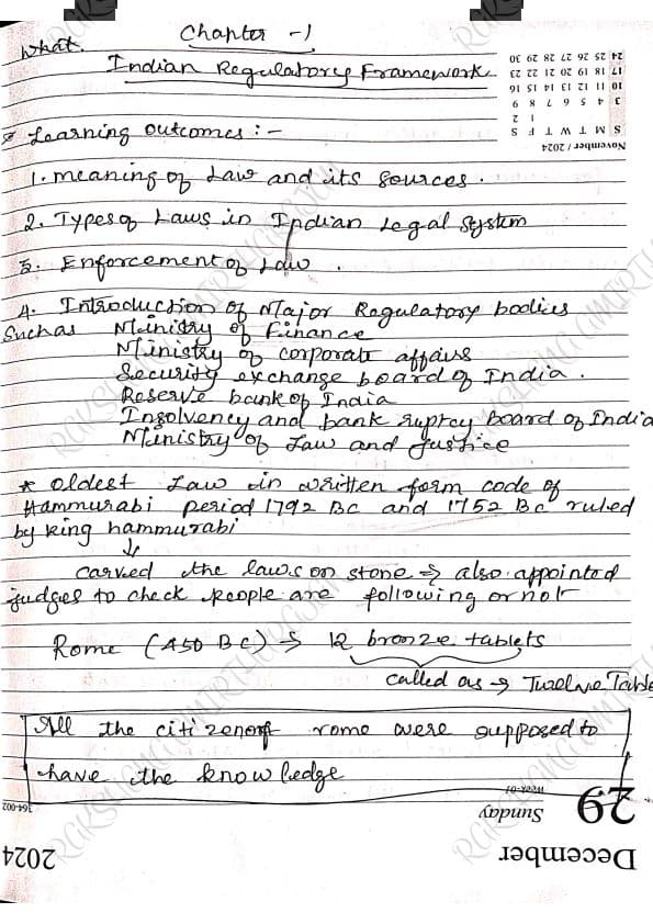 First page of CA FOUNDATION LAW CHAPTER 01