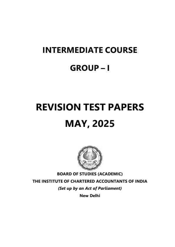 First page of ICAI Group 1 RTP Booklet for May 25