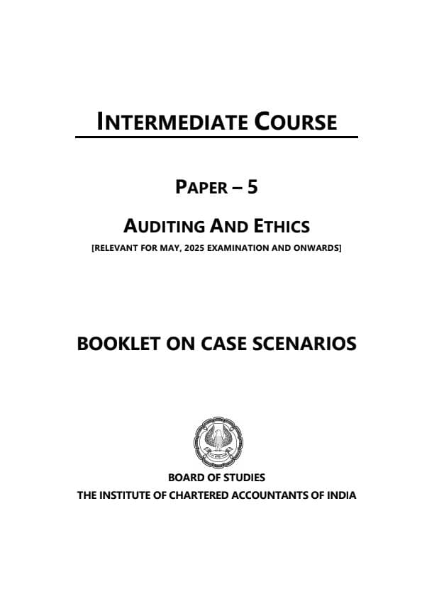 First page of Audit Case scenario Booklet of ICAI for May 25