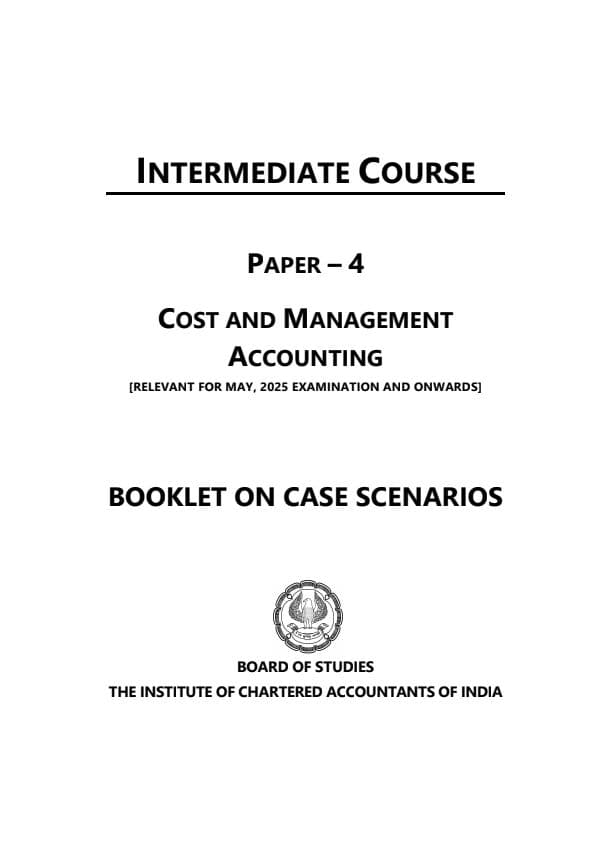 First page of Costing Case scenario Booklet of ICAI for May 25