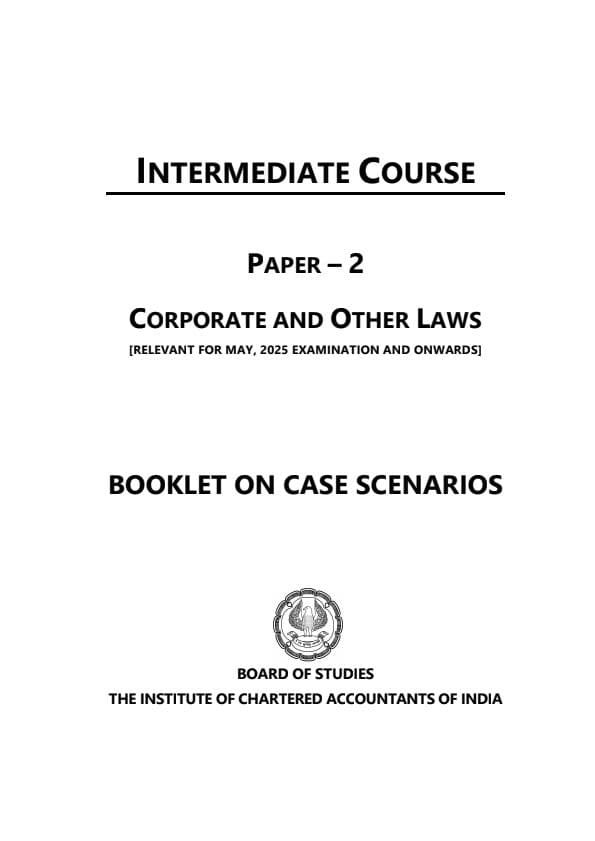 First page of Law Case scenario Booklet of ICAI for May 25