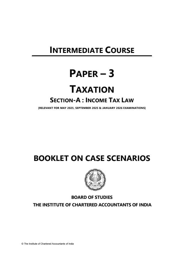 First page of Income tax Case scenario Booklet of ICAI for May 25