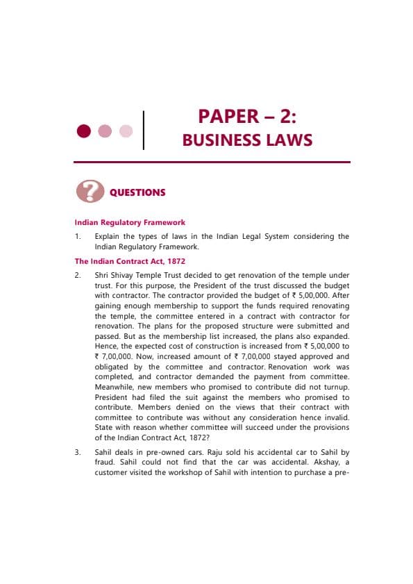 First page of Revision test paper | Law | May25 CA foundation