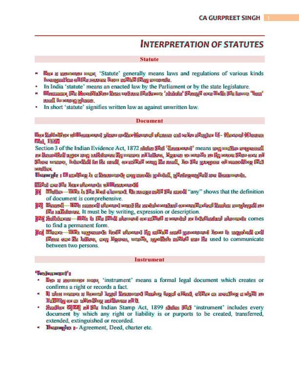 First page of Interpretation of Statutes by Gurpreet Sir