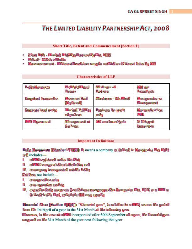 First page of LLP Act, 2008 by Gurpreet Sir