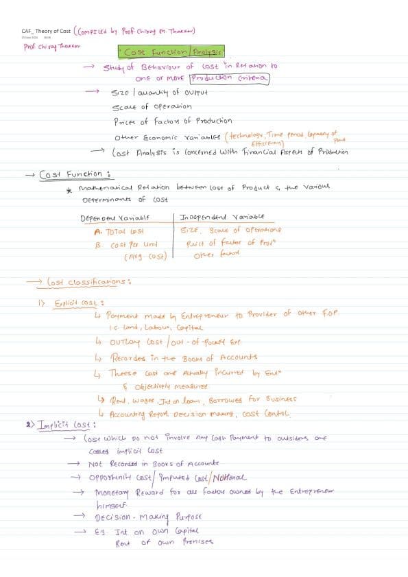 First page of All imp concepts of theory of cost jk shah