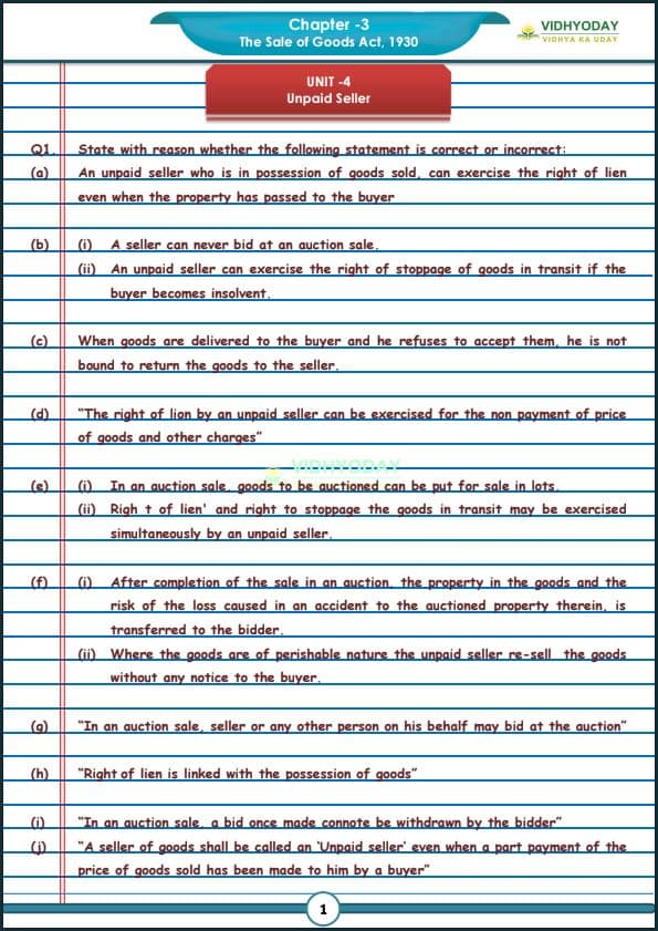 First page of SOGA unit 4 CA foundation business laws