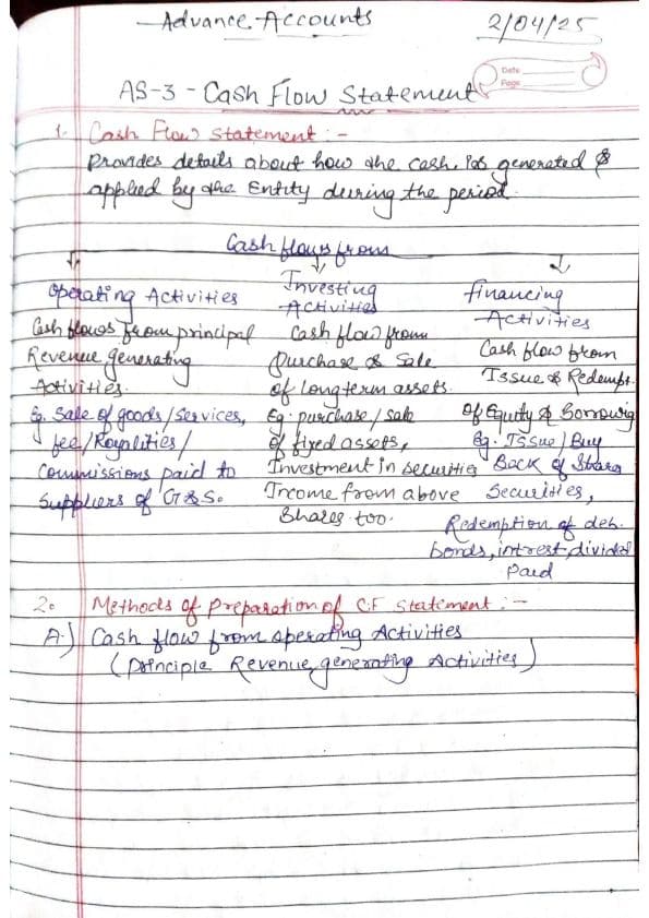 First page of AS-3 CASH FLOW STATEMENT