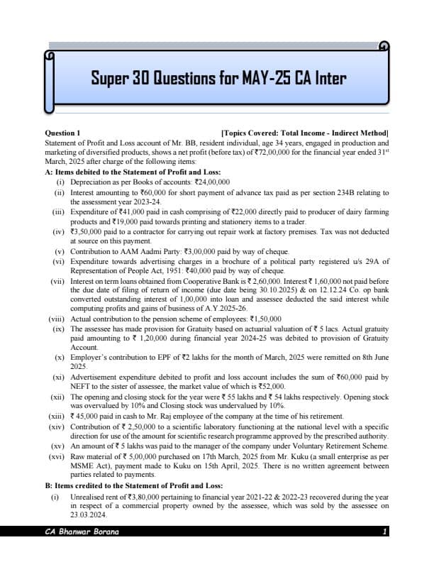 First page of SUPER 30 BY BHANWAR BORANA FOR MAY 25 -------