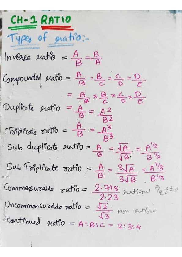 First page of Ratio proportion formula
