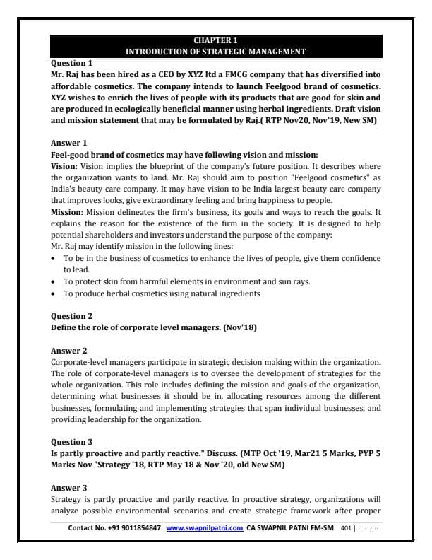 First page of Ca inter May 25 Paper 6 SM Questions and Answer