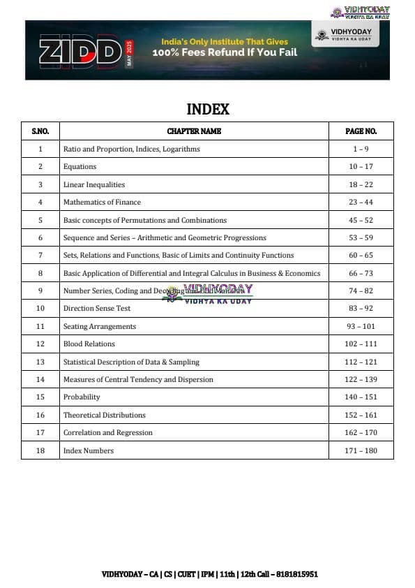 First page of CA foundation quantitative aptitude chapter wise MTP
