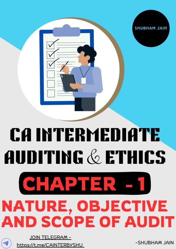 First page of Ca Inter Audit Notes Ch - 1 NATURE, OBJECTIVE AND SCOPE OF AUDIT Use easy and simple language Replace complex sentences Highlight keywords