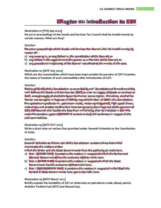 First page of GST Past Year Question Bank