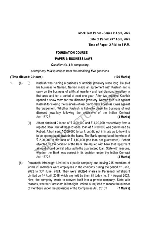 First page of CA foundation business laws MTP may 25 series 1