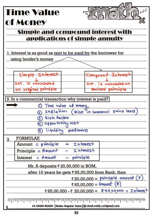 First page of Time value of Money by Ca vinod Reddy sir