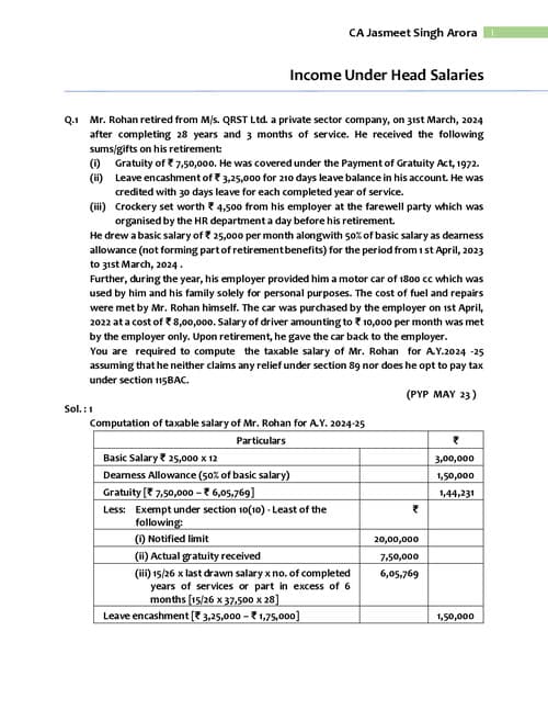 First page of Salary jasmith singh sir