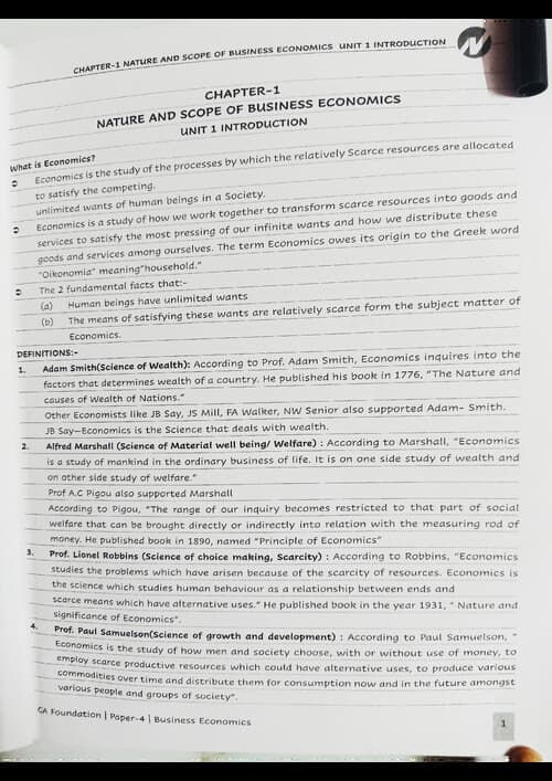First page of Business Economics chapter 1 Nature and scope of business economics notes