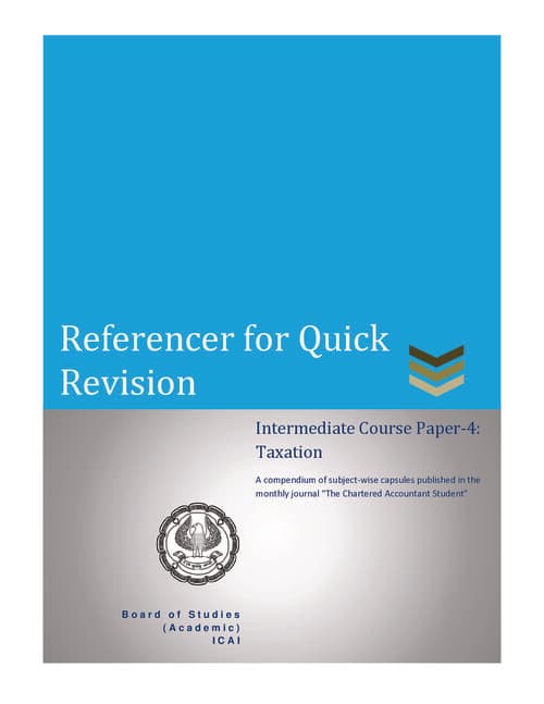 First page of Tax quick revision notes