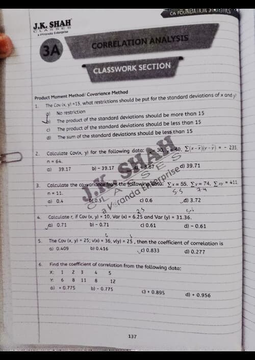 First page of QA Correlation and regression practice questions