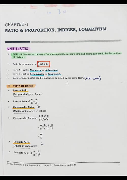 First page of QA maths notes