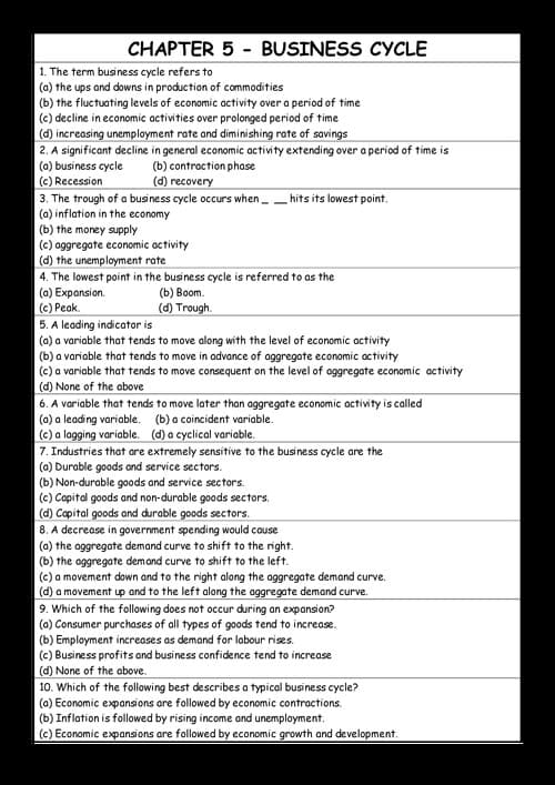 First page of ECONOMICS ch 5 most 100 latest m.c.q by Aditya Sharma