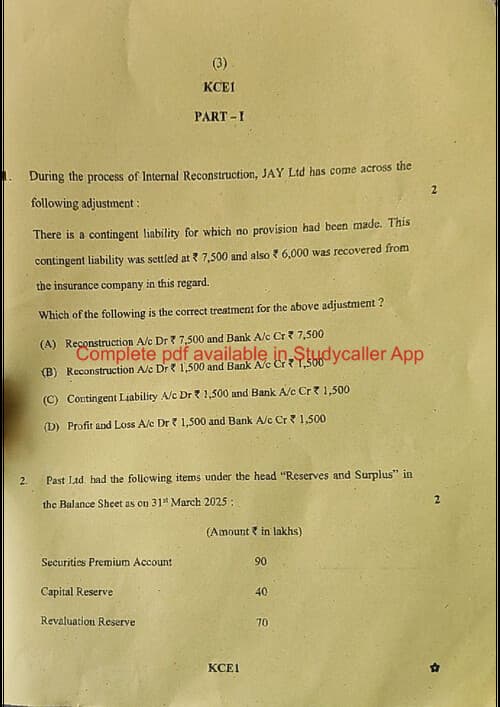 First page of CA INTER ACCOUNT MAY 25 MCQ
