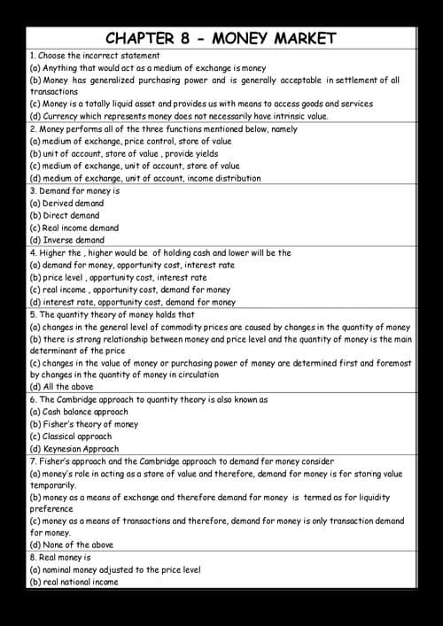 First page of Economics ch 8 may 2025 most expected 100 mcqs by Aaditya sharma