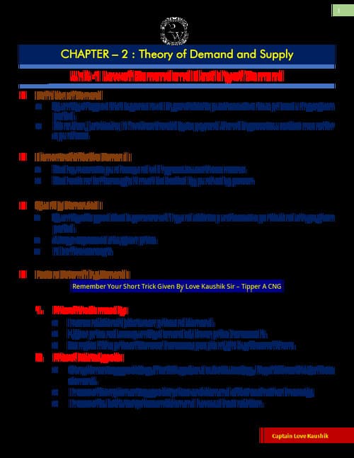 First page of Unit 1 Law of Demand and Electricity of Demand