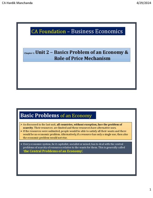 First page of Ca Hardik Manchanda notes ch 1 unit 2