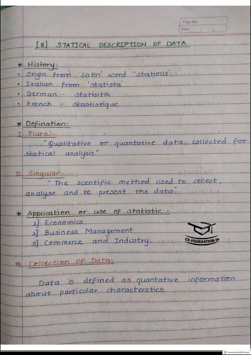 First page of Statistics chp 1 notes