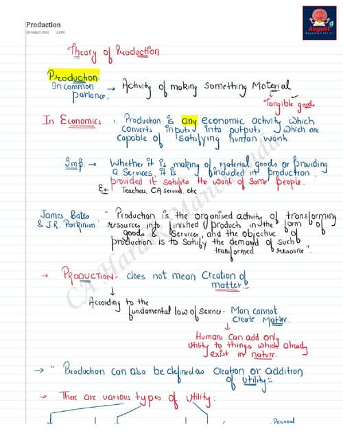 First page of Ca Hardik Manchanda Economics notes ch 3unit 1