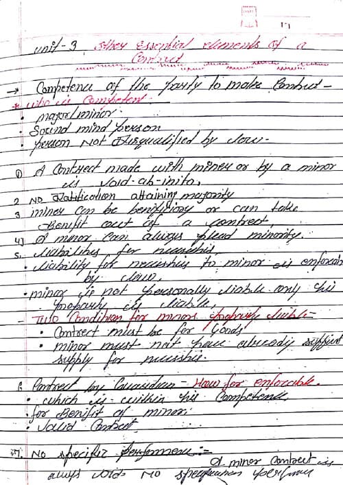 First page of MSG ME FOR ANY HELP INDIAN CONTRECT ACT UNIT 3 HAND WRITTEN NOTE