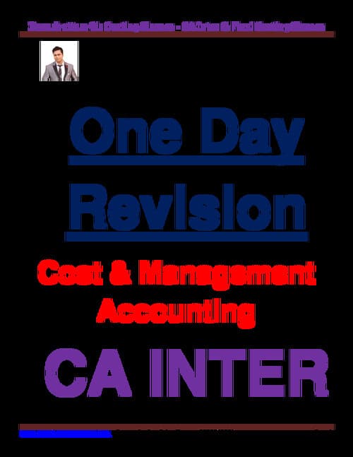 First page of CA Inter Costing One Day Revision Notes by CA Purushottam Aggarwal Sir