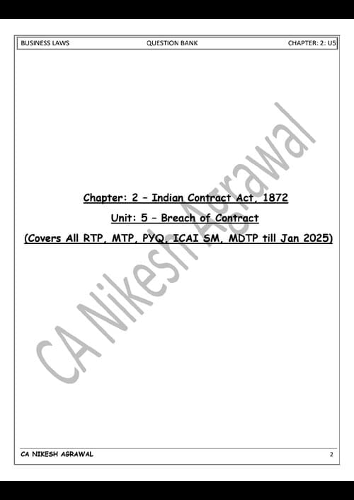 First page of DIRECT QUESTIONS INDIAN CONTRACT ACT 1872