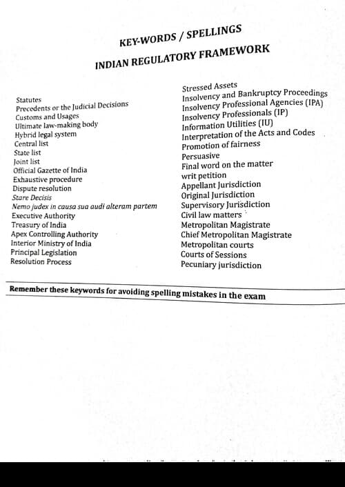 First page of Key words business law for ca foundation