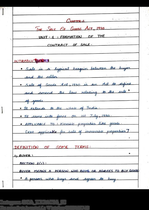 First page of Soga unit 1 hand written notes