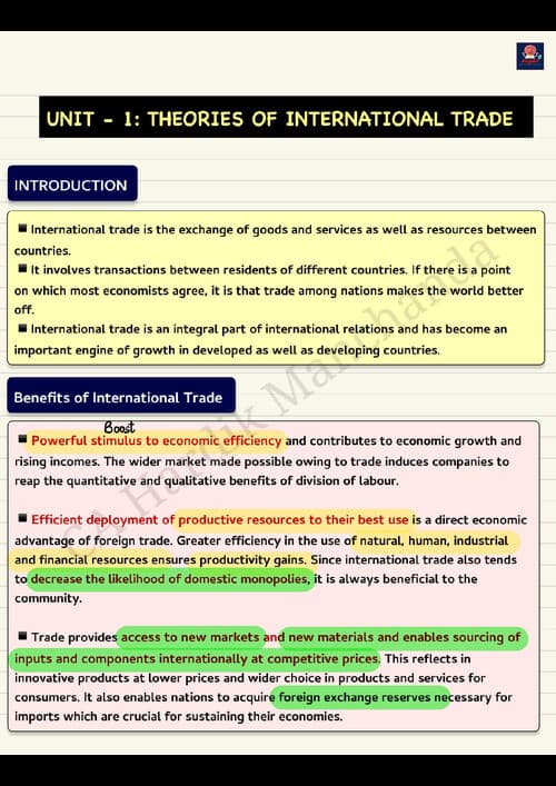 First page of International trade