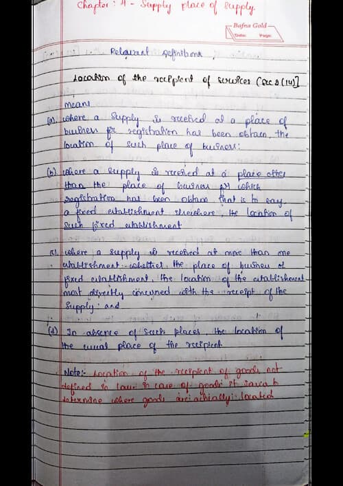 First page of GST chapter 4 summary notes