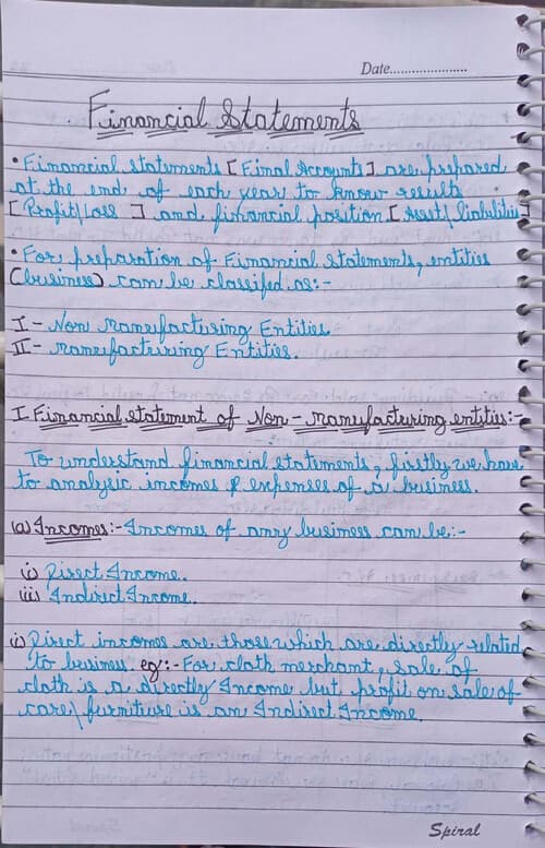 First page of Preparation of final account