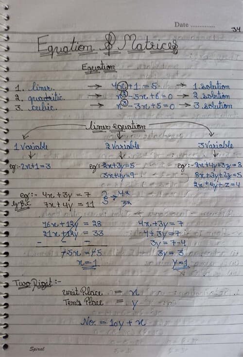 First page of Equation and Matrics