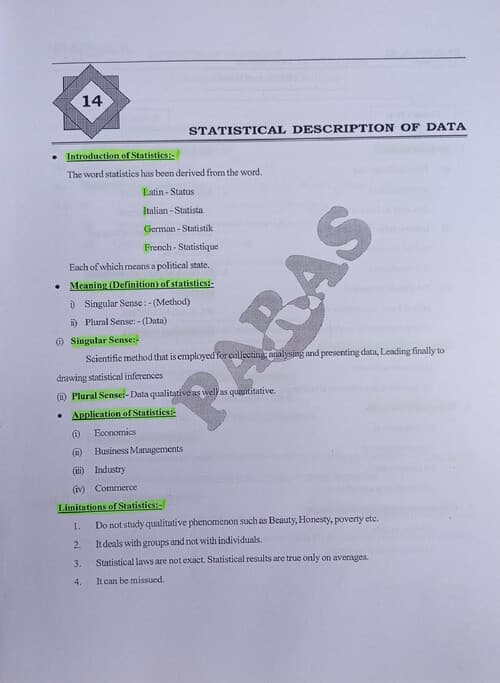First page of Notes