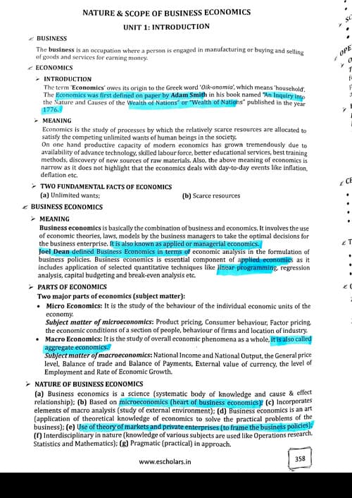 First page of Economic short notes