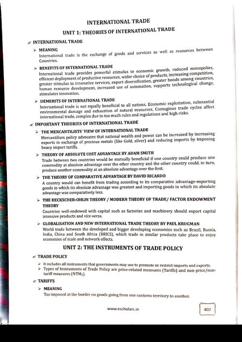 First page of International trade