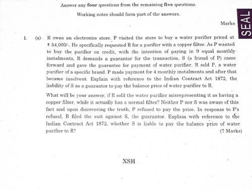 First page of Business law (PYQ) #June 2024