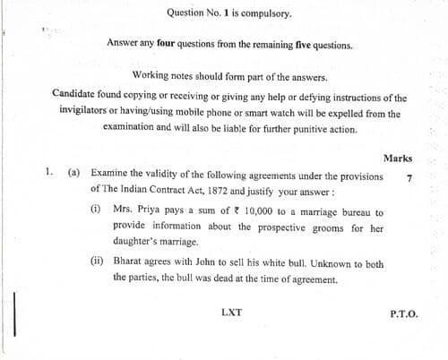 First page of Business law (PYQ) #jan 2025