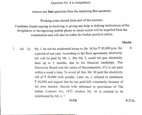 First page of Business law (PYQ) #Sep 2024