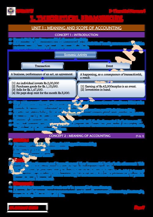 First page of Accounts chapter 1 theoretical framework notes