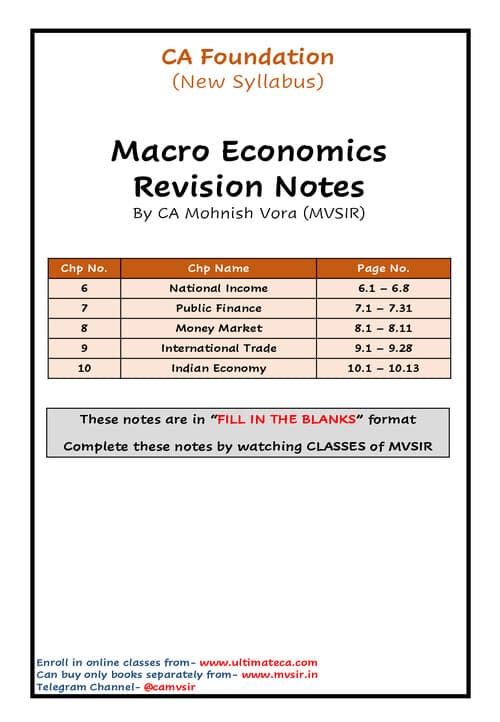 First page of Macro Economics Revision notes by MVSIR