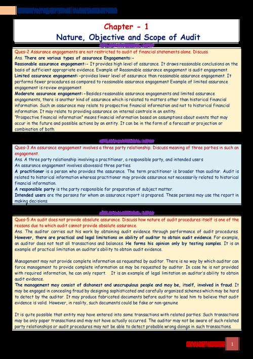 First page of Auditing and Ethics important practice questions .